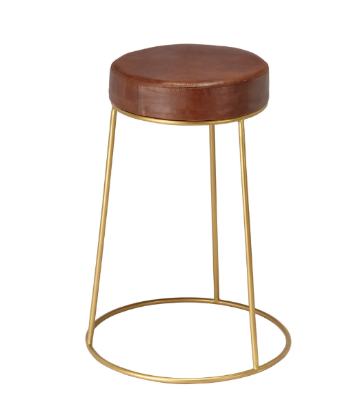 Larry - Round Leather Counter Stool