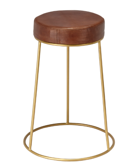 Larry - Round Leather Counter Stool